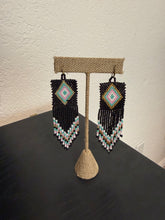 Load image into Gallery viewer, Beaded Fringe Black Dangle Earrings