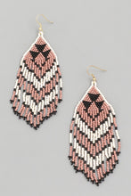 Load image into Gallery viewer, Coachella Tribal Bead Earrings - Pink/Black