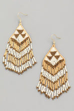 Load image into Gallery viewer, Coachella Tribal Bead Earrings - Gold/White