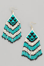 Load image into Gallery viewer, Coachella Tribal Bead Earrings - Teal/Black