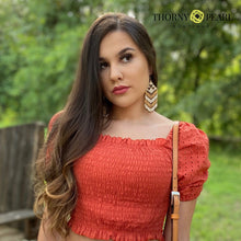 Load image into Gallery viewer, Coachella Tribal Bead Earrings - Gold/White