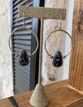 Load image into Gallery viewer, Black Jeweled Hoop