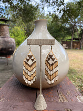 Load image into Gallery viewer, Coachella Tribal Bead Earrings - Gold/White