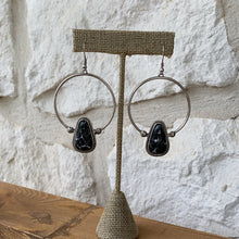 Load image into Gallery viewer, Black Jeweled Hoop