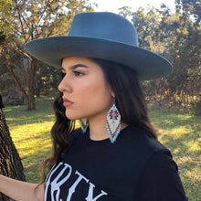 Load image into Gallery viewer, Coachella Tribal Bead Earrings - White/Turquoise
